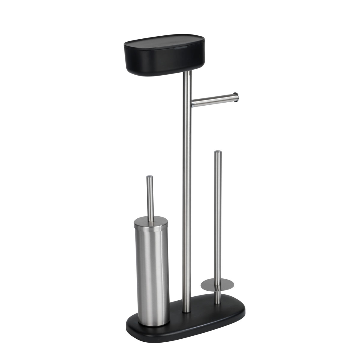 Wenko  Stand WC-Garnitur mit Box Rivazza Schwarz integrierter Toilettenpapierhalter Ersatzrollenhalter und WC-Bürstenhalter mit Ablagebox