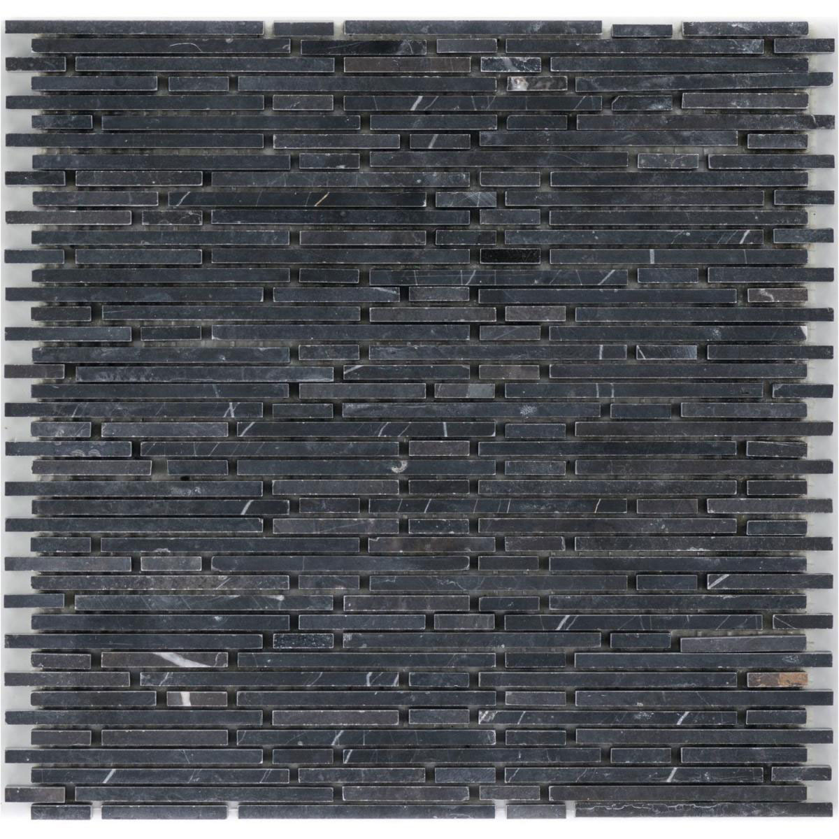 Mosaik Marmormatte Brick Nero Glacia 30,5 x 30,5 x 1 cm