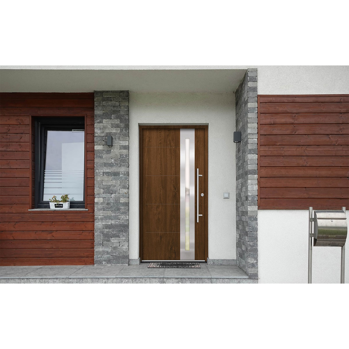 SplenDoor  Premium-Haustür Passivedoor Eksjo energiesparend nussbaum 110 x 210 cm rechts Bild 2