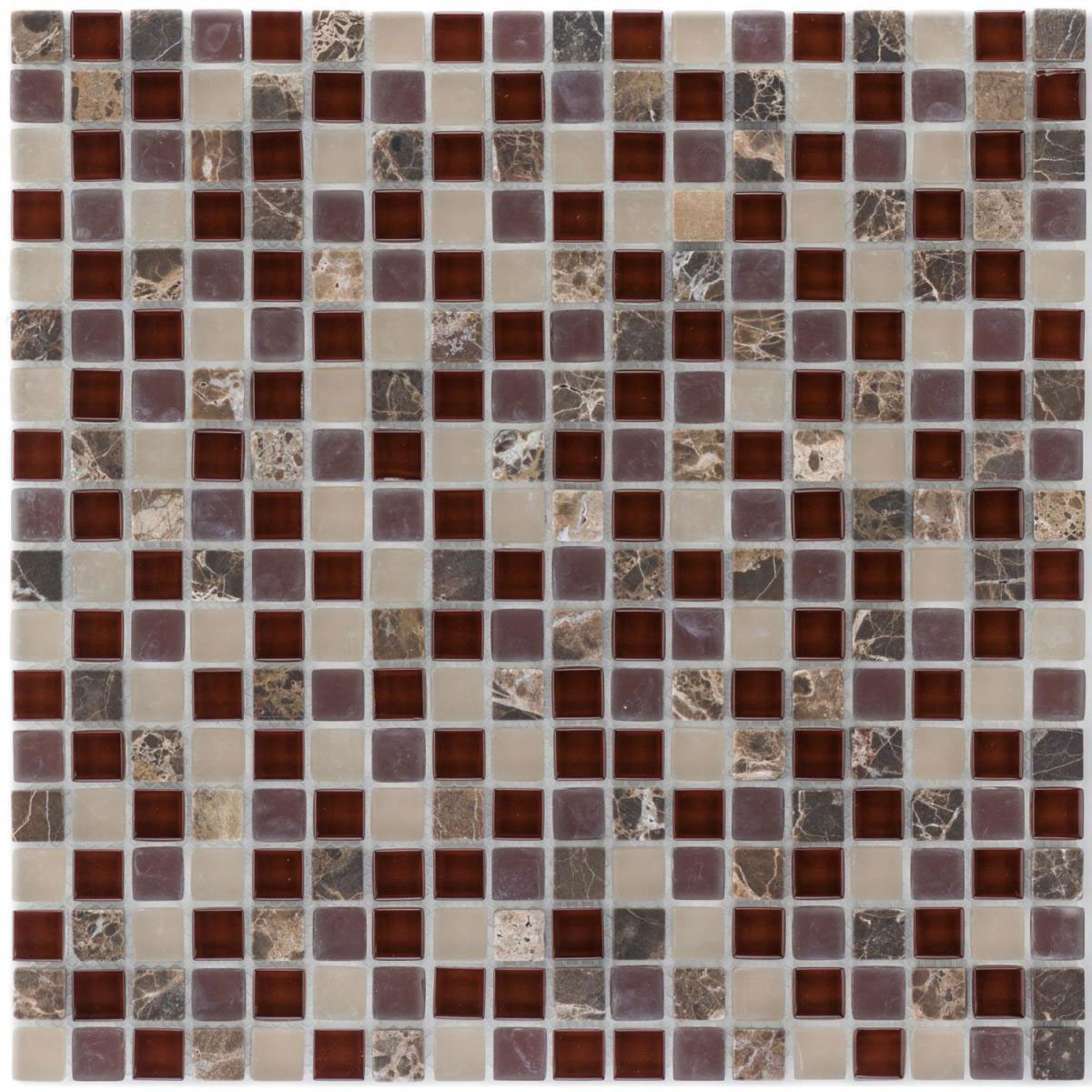 Mosaik Glas/Naturstein Java/Bordeaux-Beige 30,5 x 30,5 x 0,8 cm