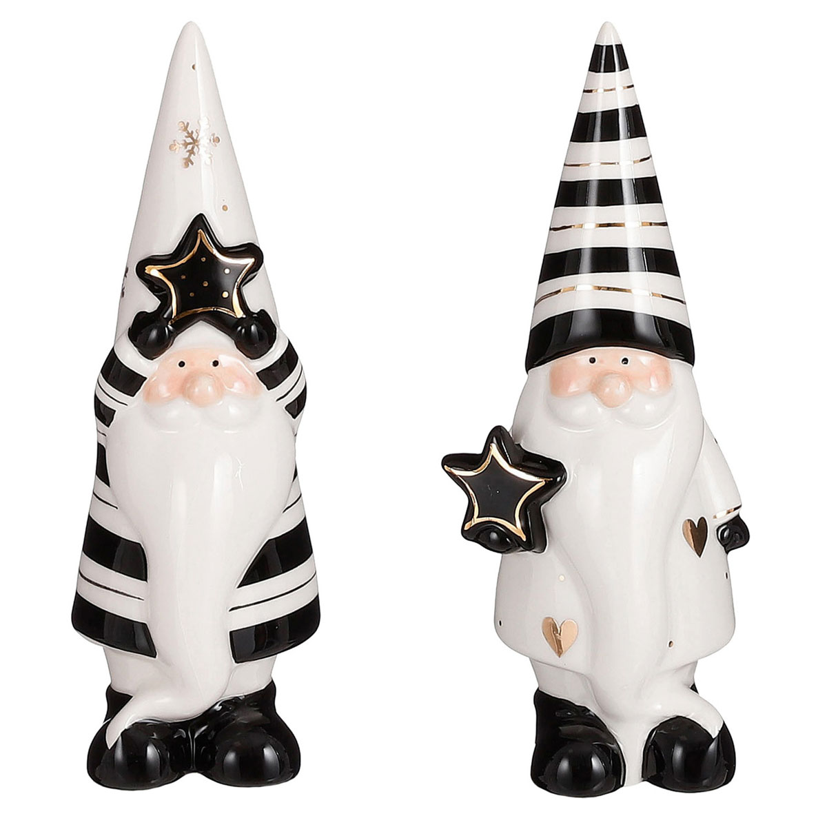 Weihnachtsmann weiß/schwarz 7,5 x 6 x 18 cm