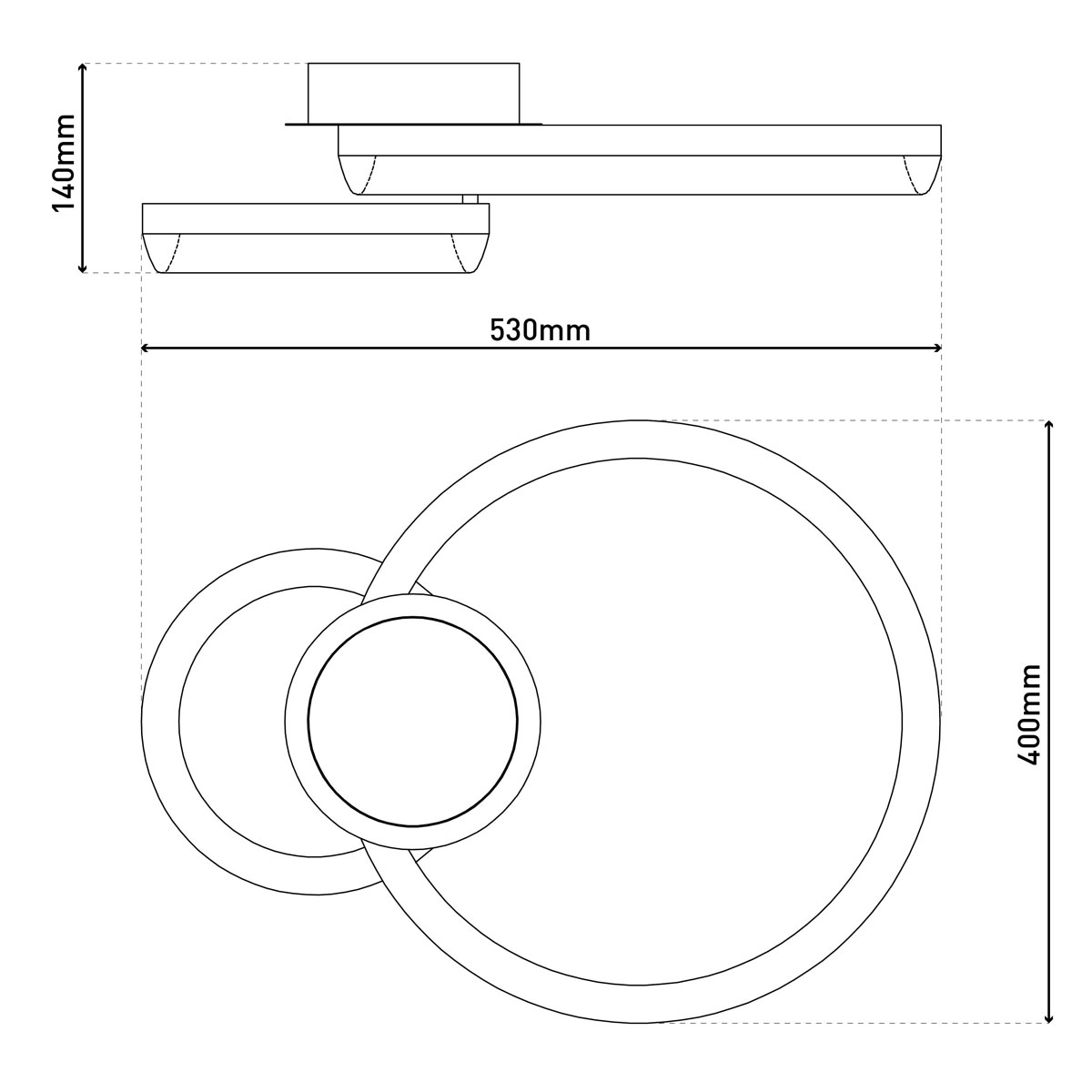 Naeve LED DL Circulo Metall/KSschwarz LxBxH 53x40x14cm dimmbar Bild 12