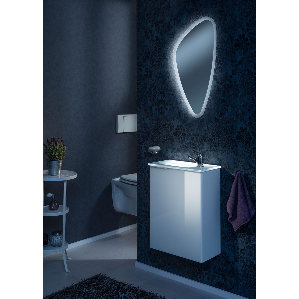 Fackelmann  Gäste-WC Waschtischunterschrank rechts SBC 440 x 600 x 243 mm weiß/lackiertes Glas Weiß Bild 5