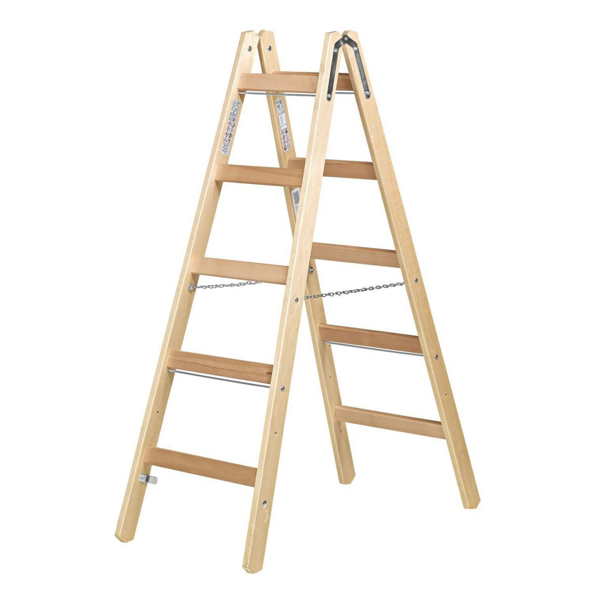 Krause Holz-Sprossen-Doppelleiter 2 x 5 Sprossen Bild 1