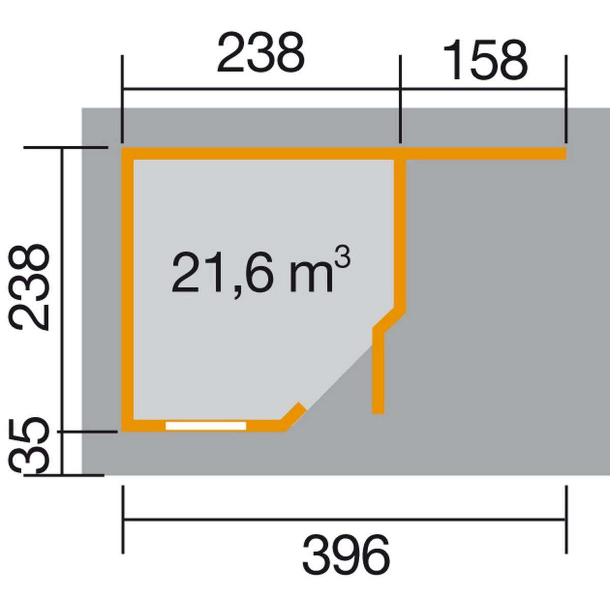 Weka Designhaus 213 A mit Anbau 150 cm 5-Eck 396 x 238 x 224 cm braun Bild 3