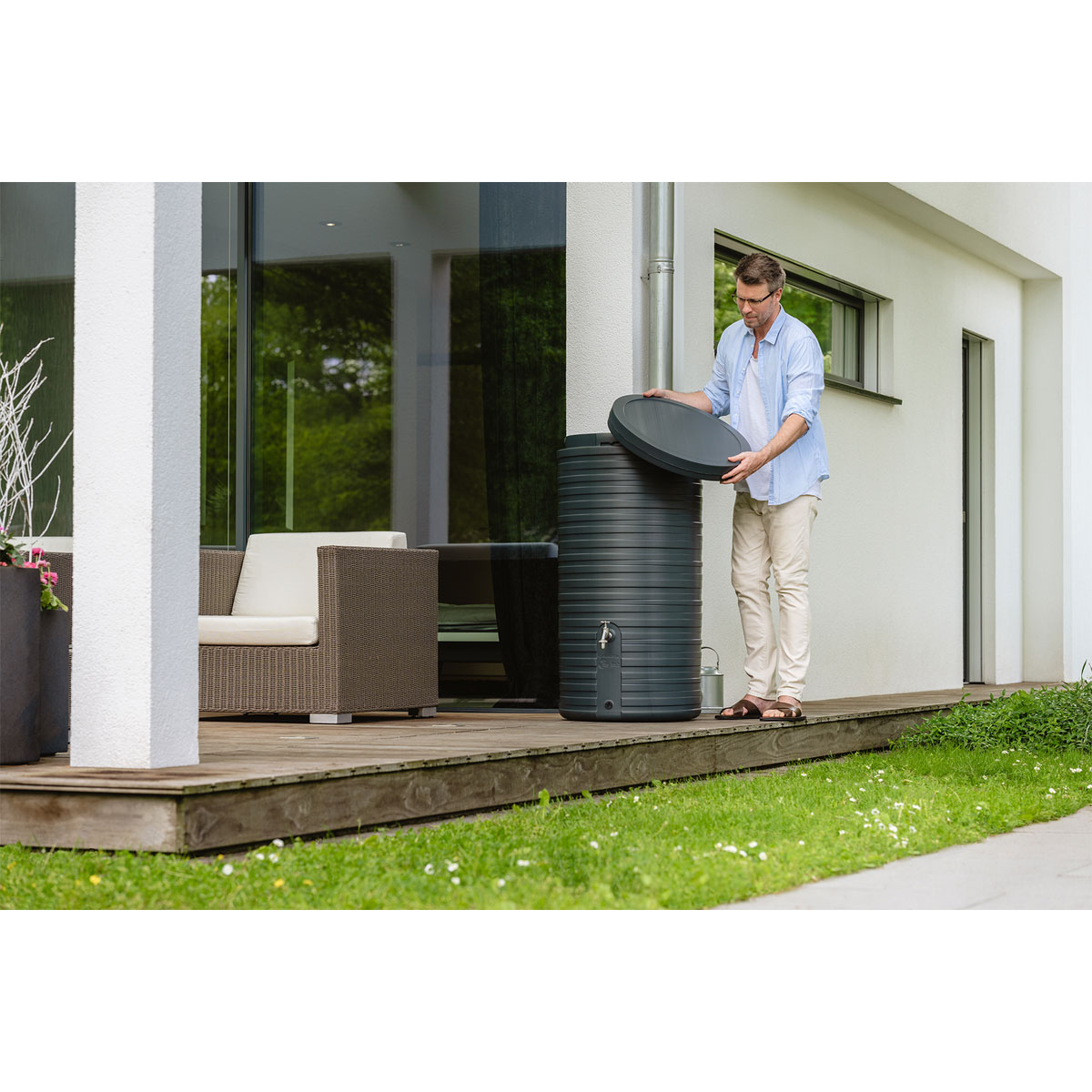 Garantia  Regentonne Nordic 2in1 300 Liter graphite grey inkl. Deckel Bild 7