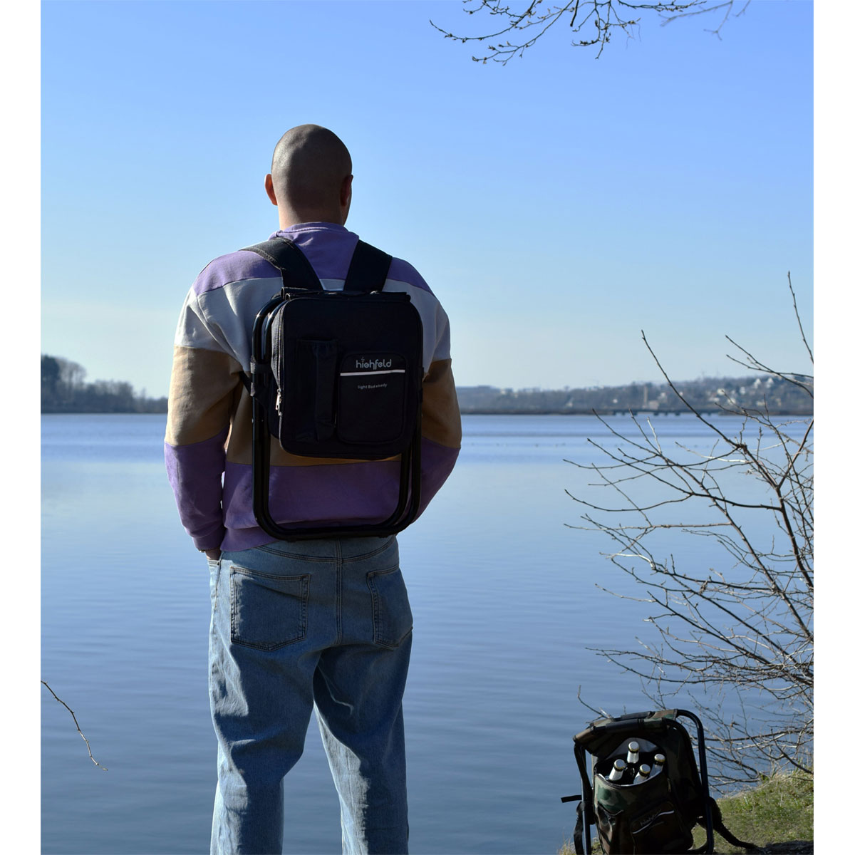highfeld 3 in 1 Camping Stuhl mit Rucksack und Kühltasche black Bild 8