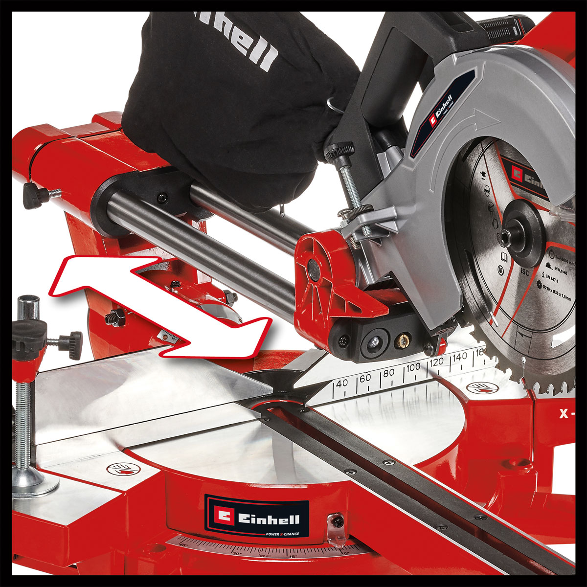 Einhell Akku-Zug-Kapp-Gehrungssäge TE-SM 36/210 Li-Solo Bild 10