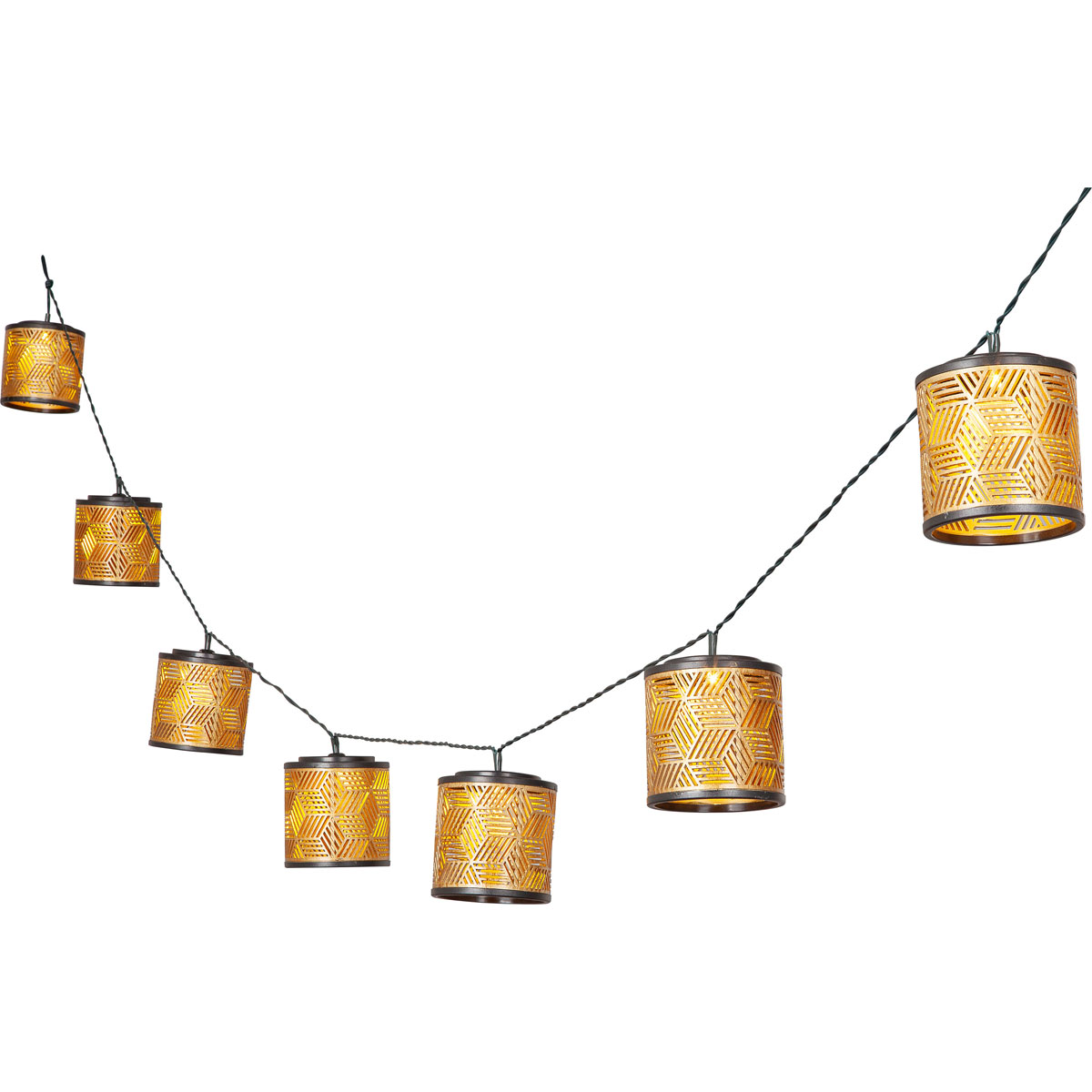 Flector Solar-Lichterkette Golden Cubic Shine inkl 8 Lampenschirme gold