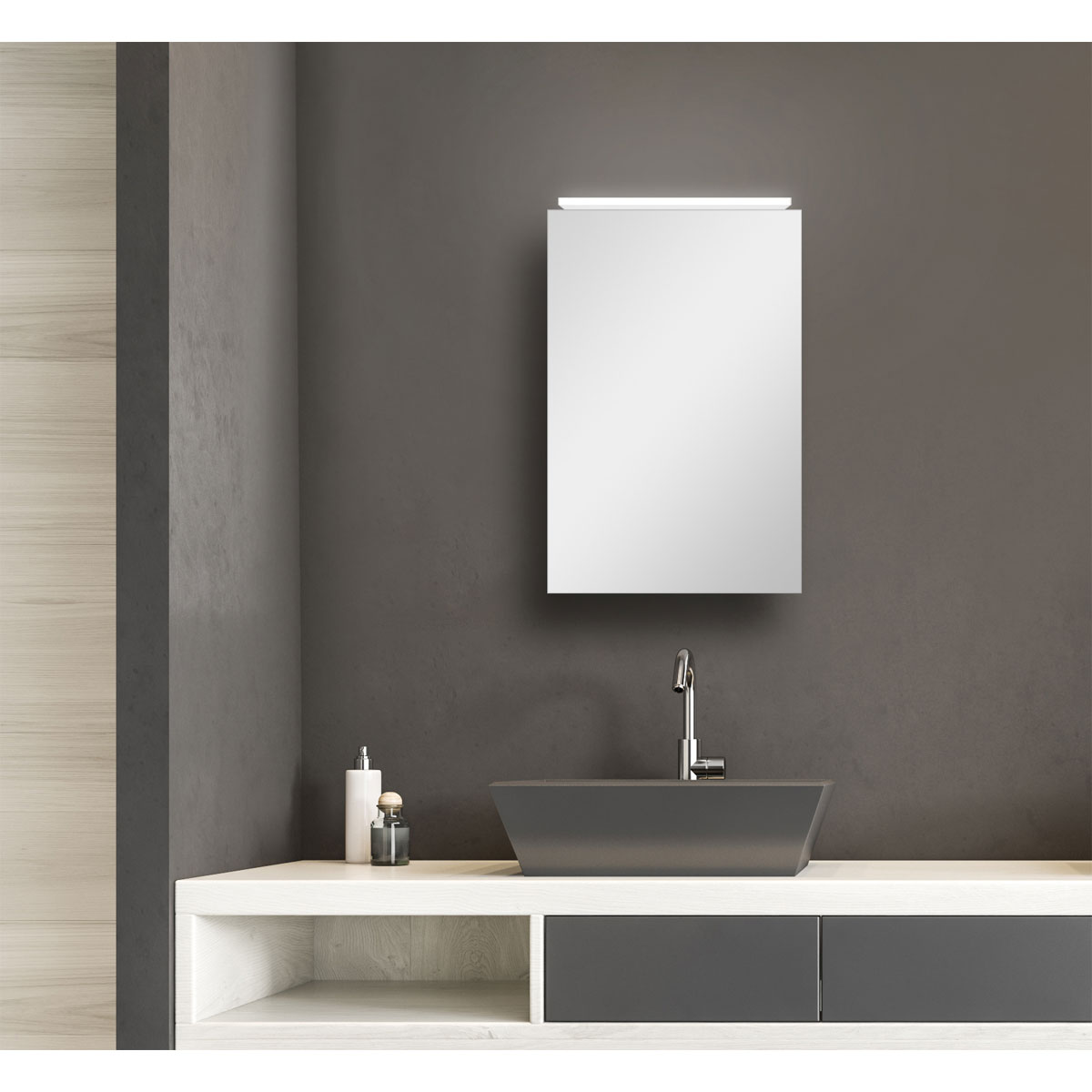 DSK  Design LED Spiegelschrank Aluminio Vegas 40 x 60 cm Bild 4