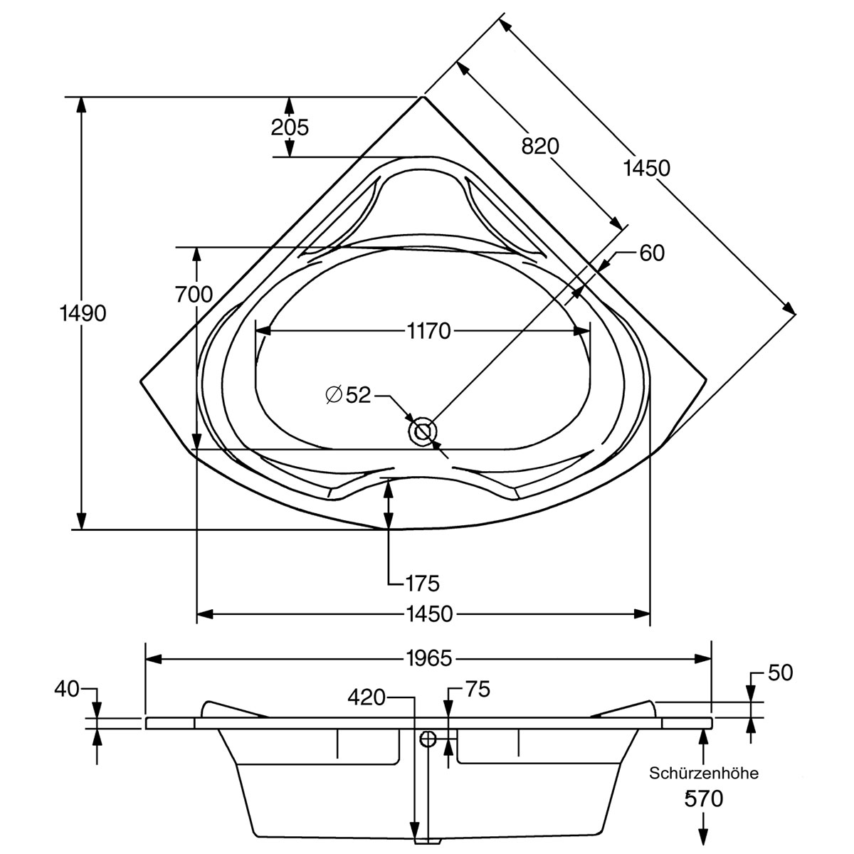 Ottofond Whirlpool-Komplettset Madras 145 cm weiß inklusive Farblichtscheinwerfer Bild 2