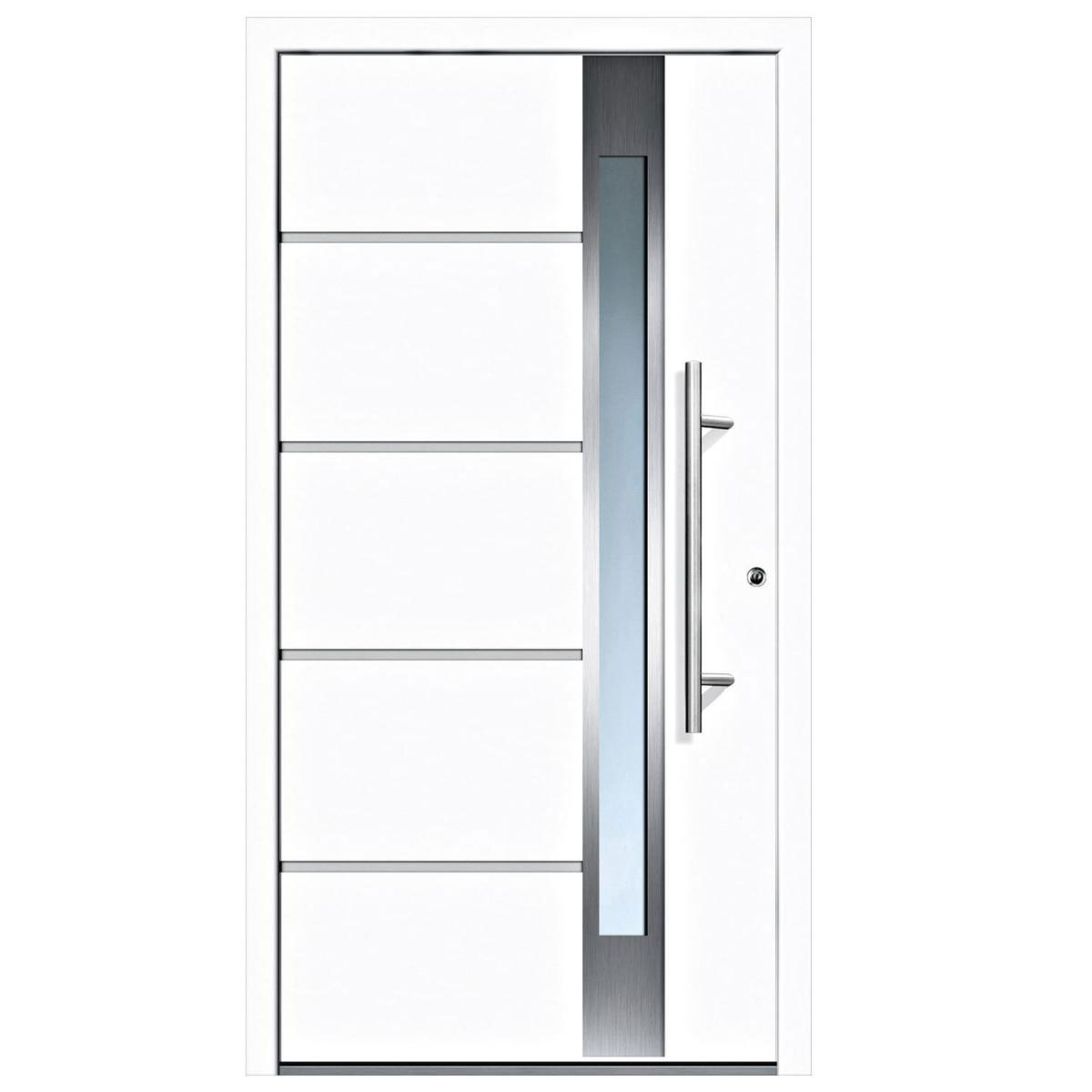 Aluminium-Sicherheitshaustür Rom Superior 60 mm weiß 110 x 210 cm Anschlag rechts inkl Griffset