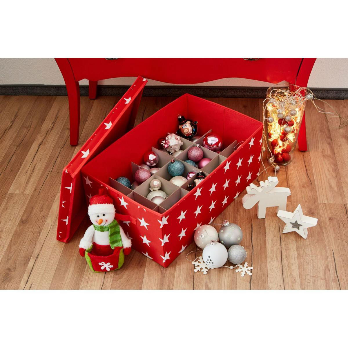 Aufbewahrungsbox für z.B Weihnachtskugeln rot 30 Fächer Bild 4