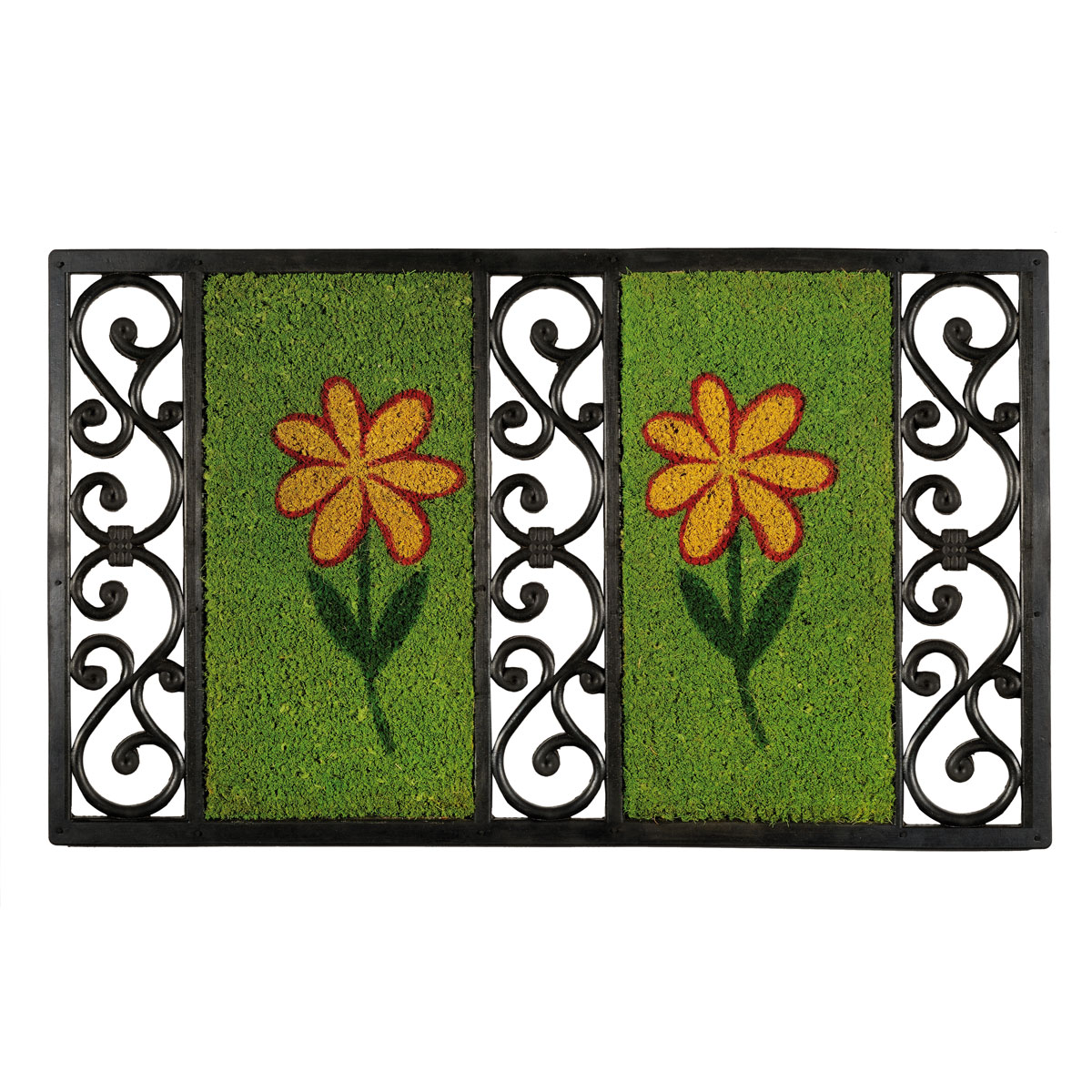 Kokosgummimatte Salome Flower 45 x 75 cm grün