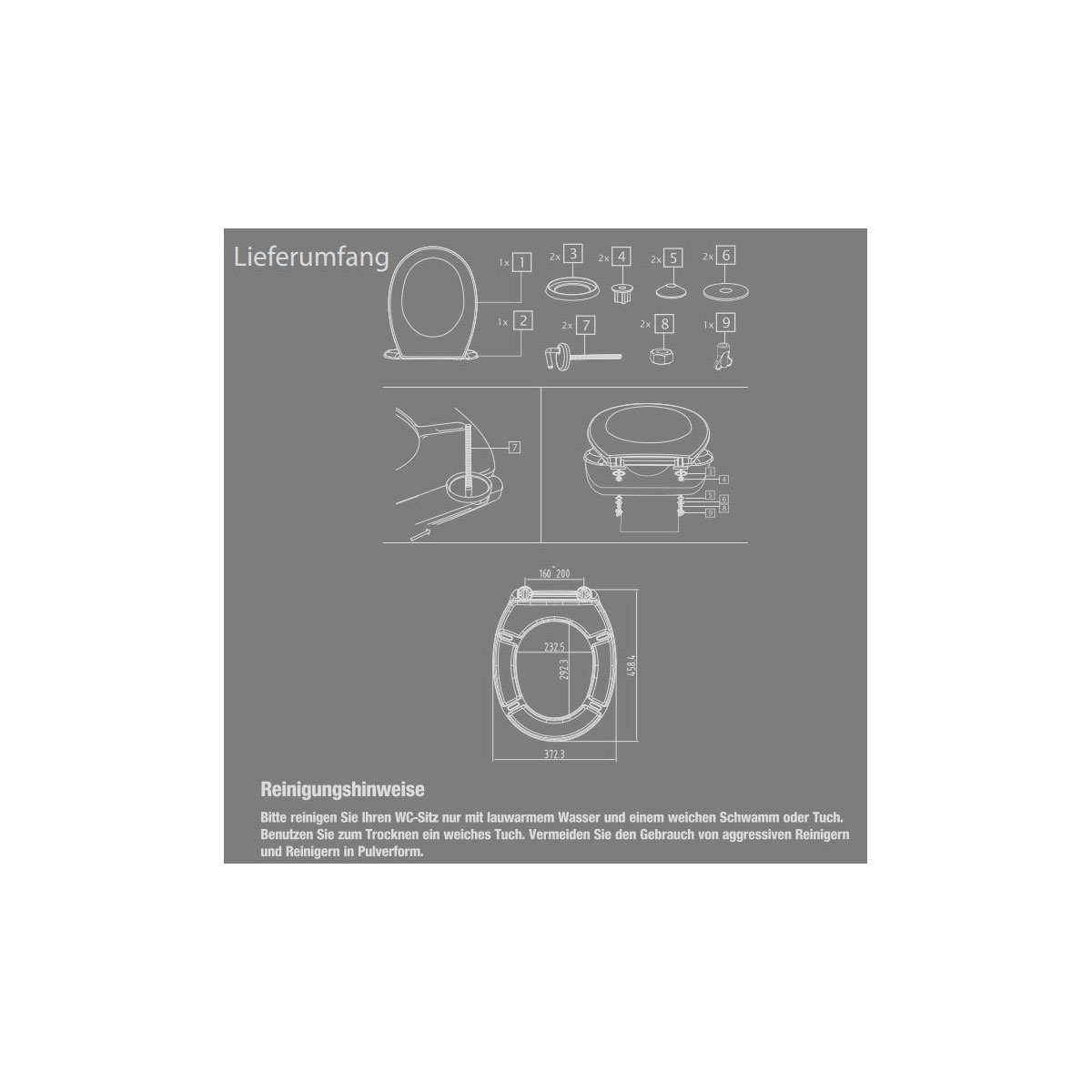 Duroplast WC Sitz Sanpre, Farbe: Weiss, Edelstahl Scharniere Bild 4
