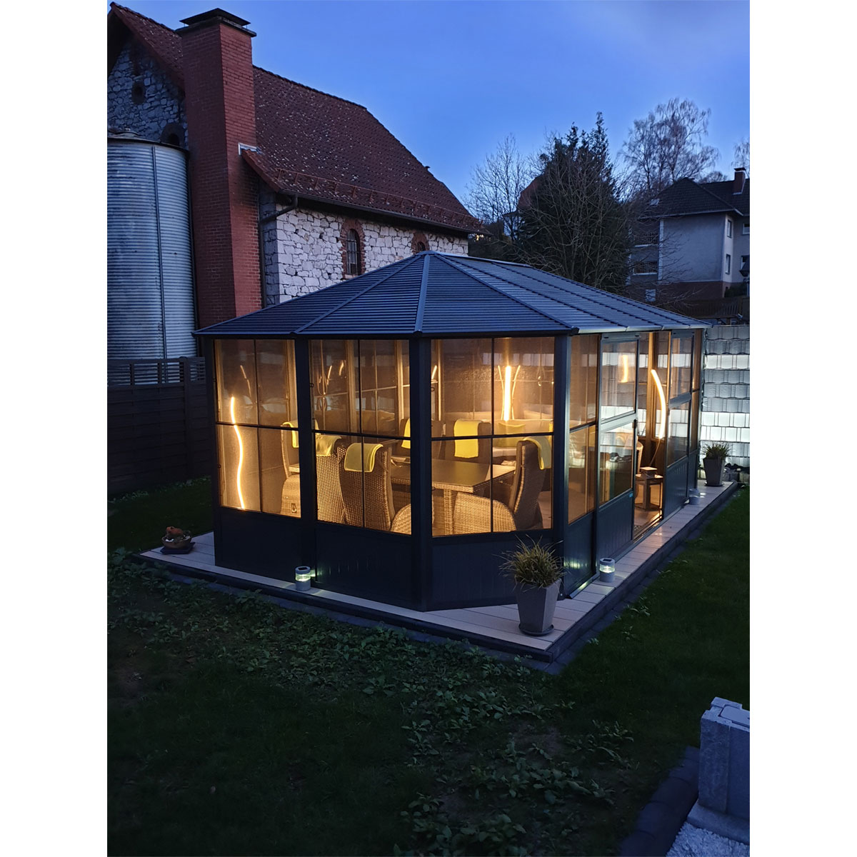 Sojag Pavillon Kaltwintergarten Charleston 1215 383,6x488,6x280,89cm Anthrazit Bild 6