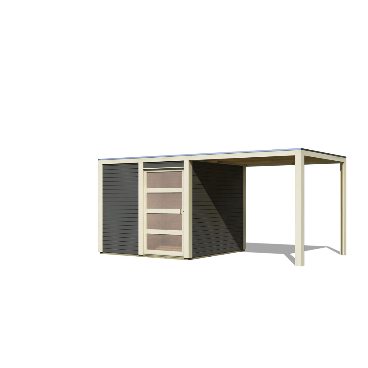 Karibu Gartenhaus Qubic terragrau Bild 2