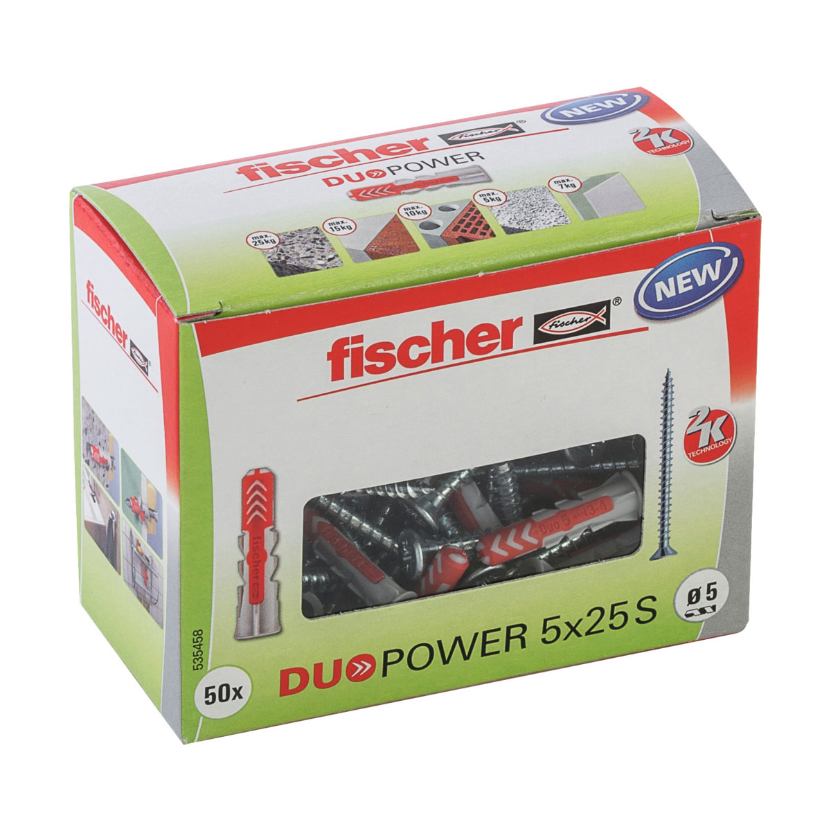 Fischer  Dübel DuoPower 5 x 25 S LD mit Schraube 50 Stück Bild 1