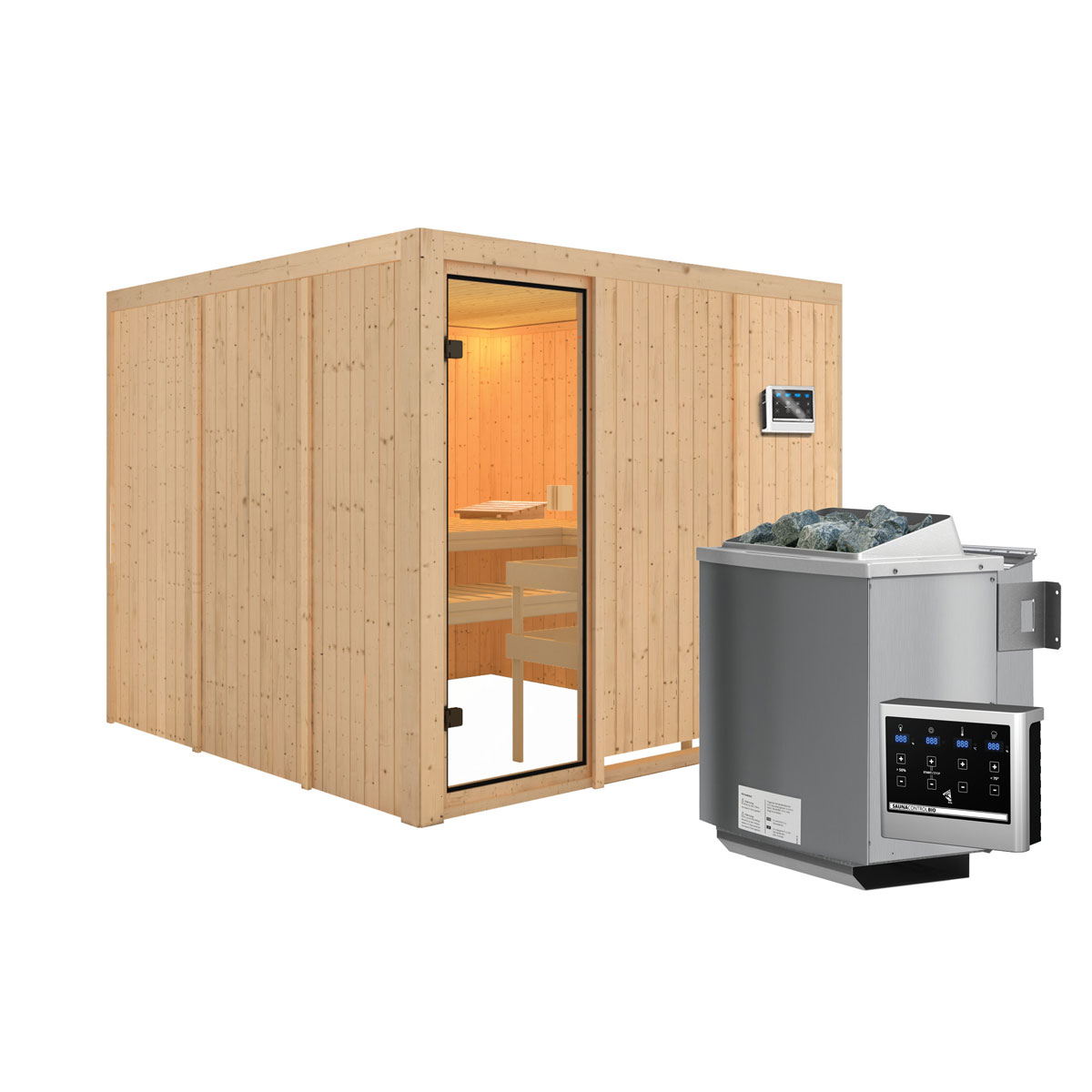 Karibu Sauna Arvika naturbelassen Bio externe Steuerung Bild 3