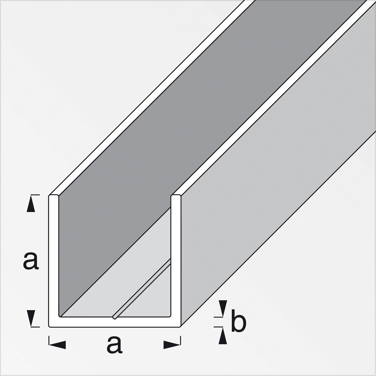 Quadrat U-Profil 7,5mm, Alu blank 2,5m