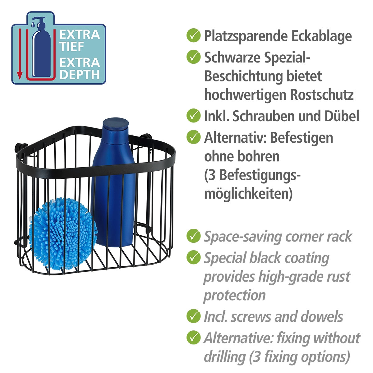 Wenko Eckablage Classic Plus schwarz Bild 4