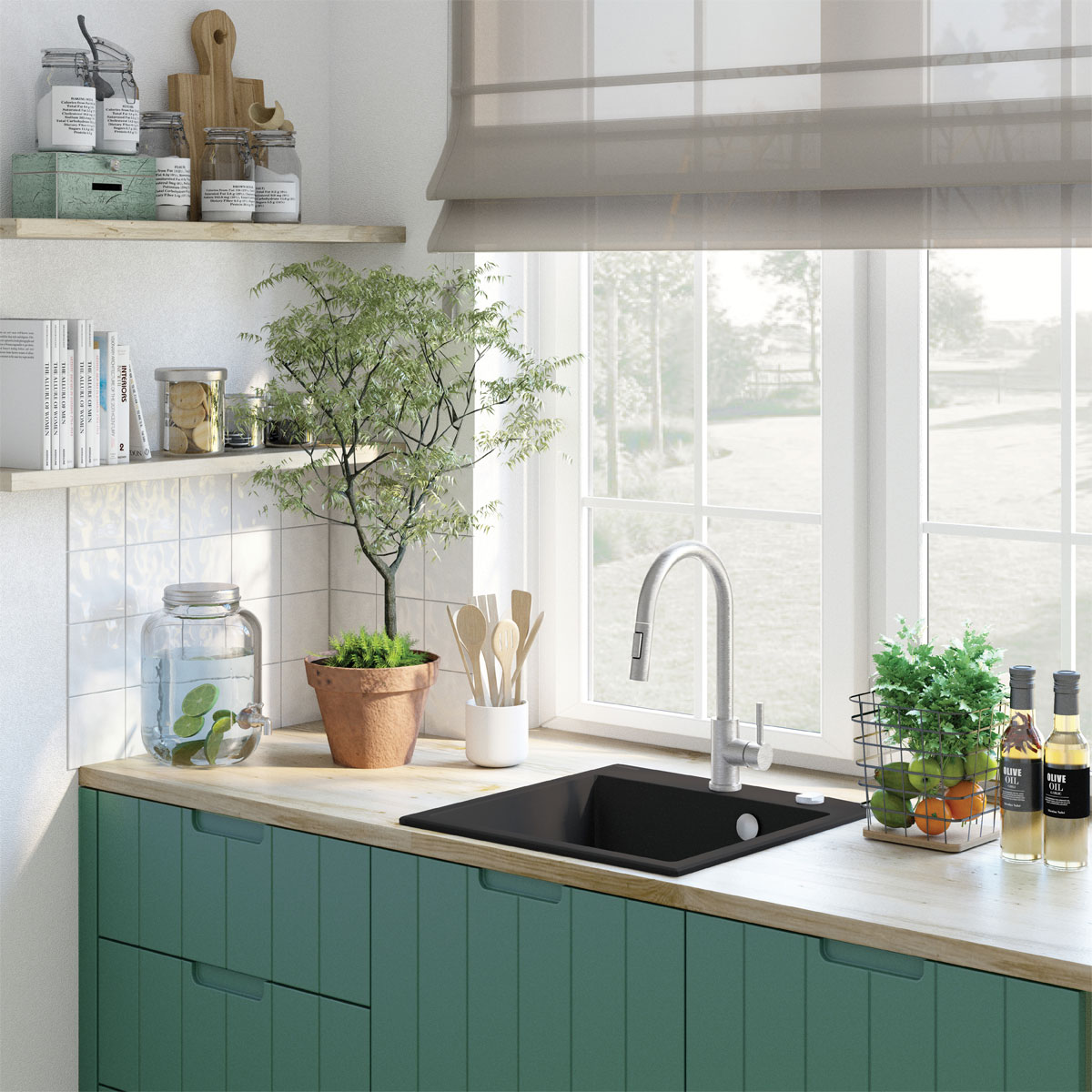 deante Granit- Einbauspüle Evora 50 x 50 cm Graphit Bild 2