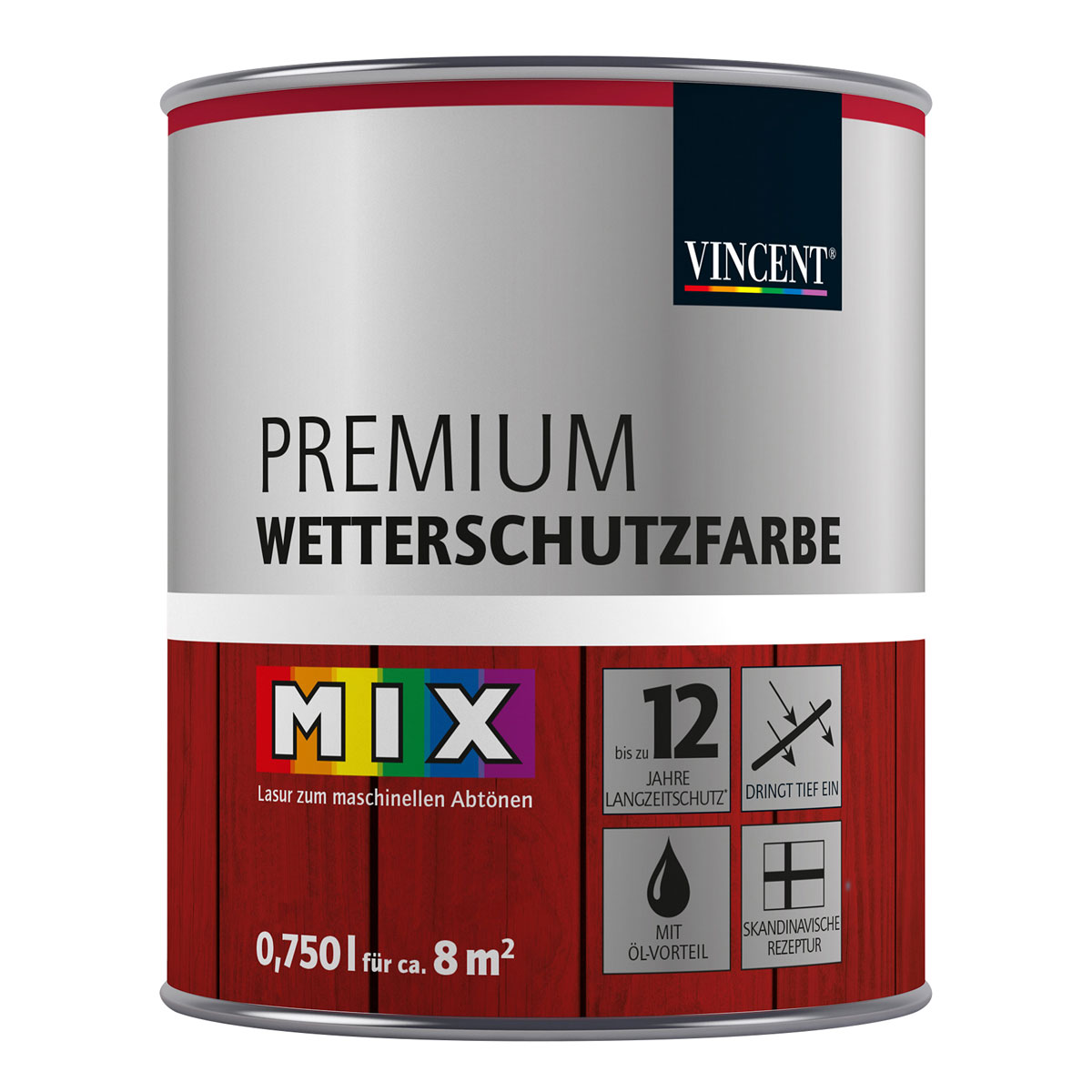 Vincent  Holzschutz Premium Wetterschutzfarbe MIX IT! 0,75 l