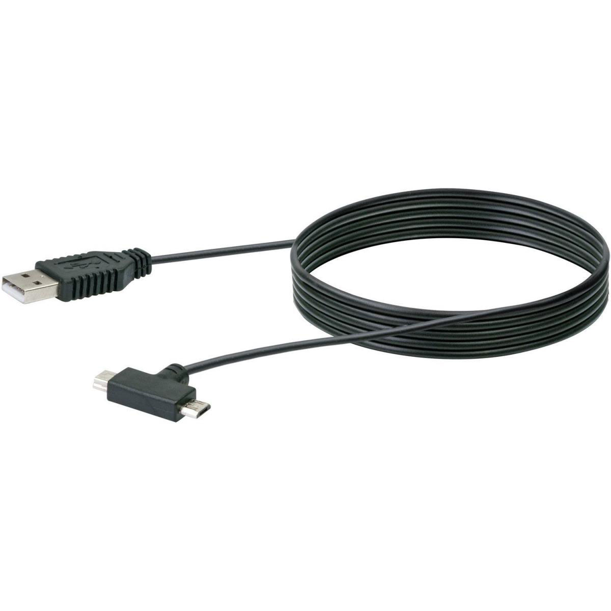 Micro-USB & Mini-USB Anschluss- & Ladekabel, 1 m, schwarz, 2-fach